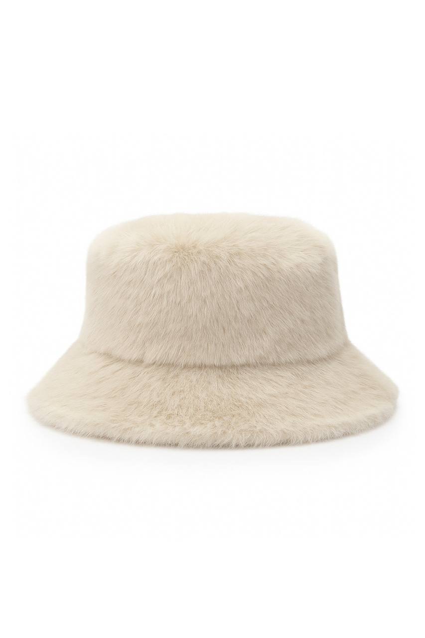 Pale coffee bucket hat on a white background