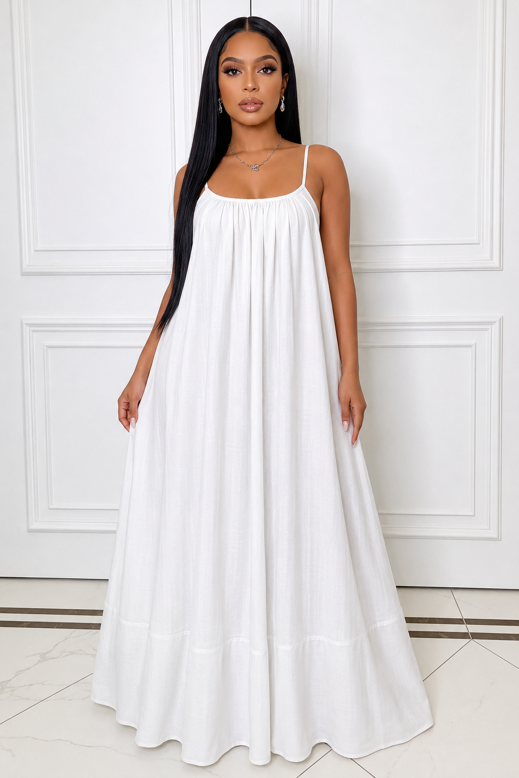 Blue Spaghetti Strap Maxi Dress