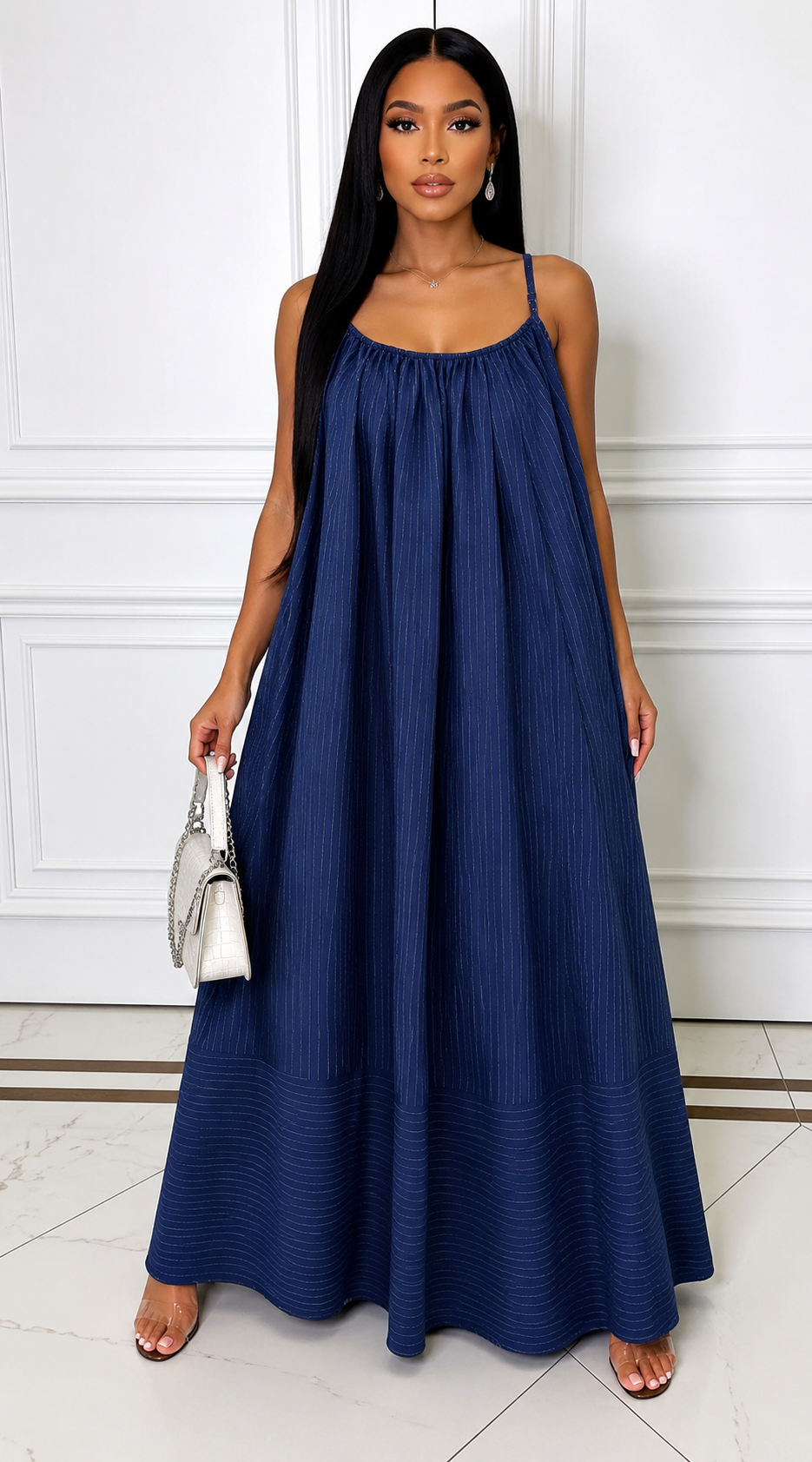 Blue Spaghetti Strap Maxi Dress